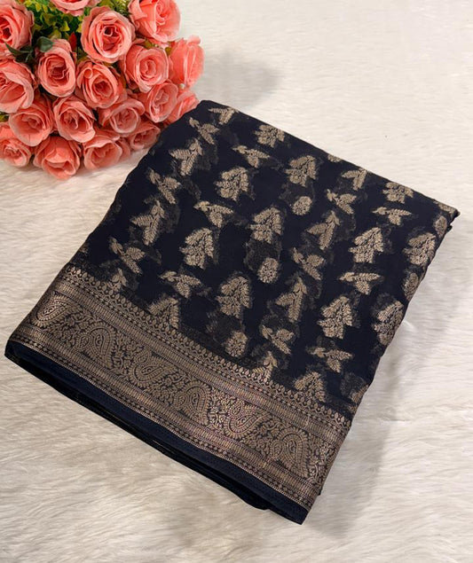 Black Georgette Banarasi Saree