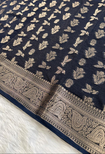 Black Georgette Banarasi Saree