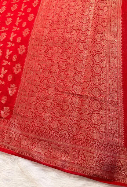 Red Georgette Banarasi Saree
