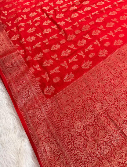 Red Georgette Banarasi Saree