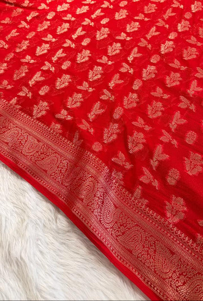 Red Georgette Banarasi Saree