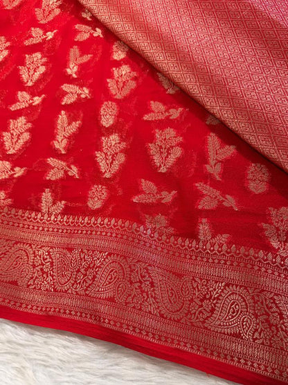 Red Georgette Banarasi Saree