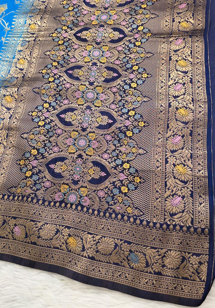 Azure Blue Georgette Banarasi Saree
