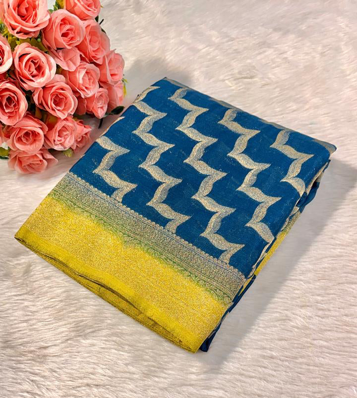 Teal Georgette Banarasi Saree