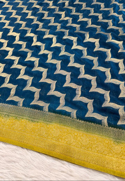Teal Georgette Banarasi Saree