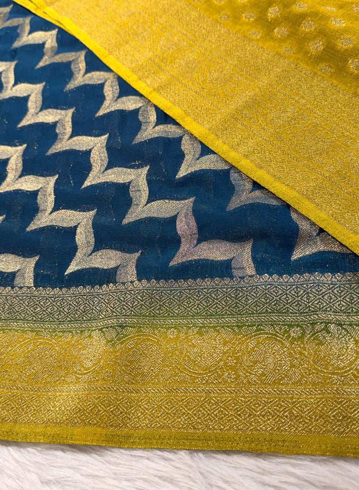 Teal Georgette Banarasi Saree