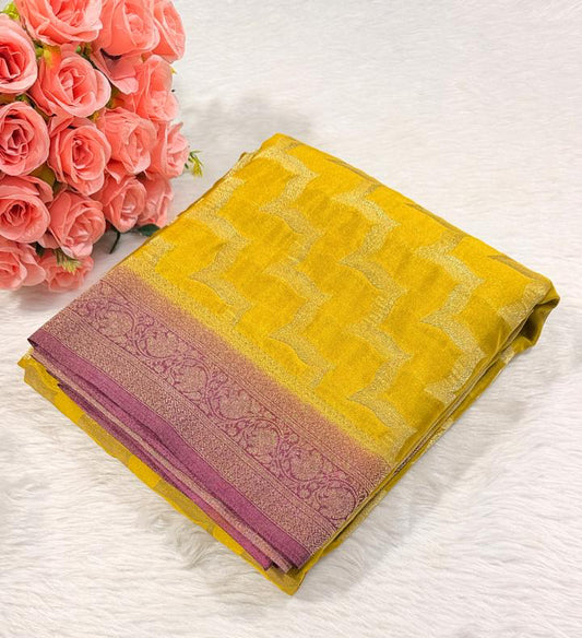 Green Leheriya Georgette Banarasi Saree
