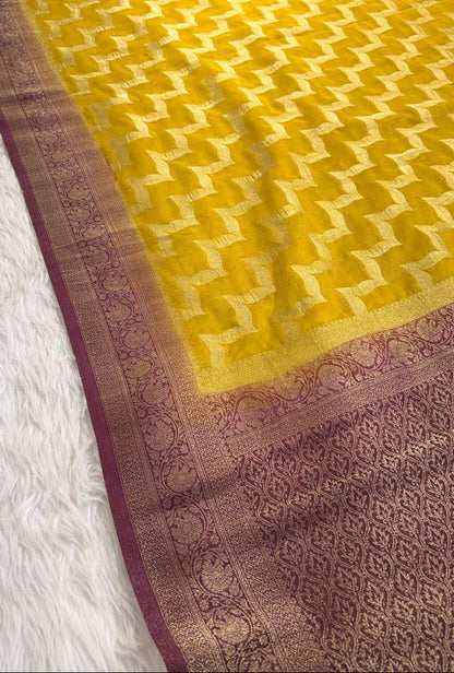 Green Leheriya Georgette Banarasi Saree