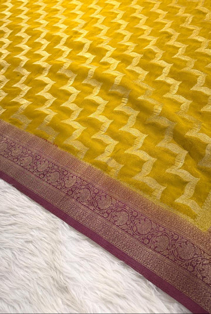 Green Leheriya Georgette Banarasi Saree