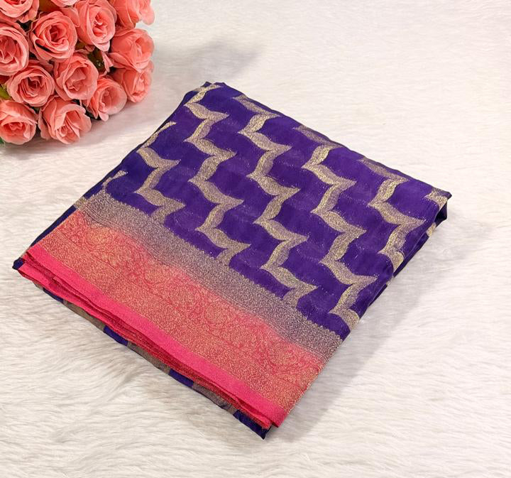 Purple Georgette Banarasi Saree