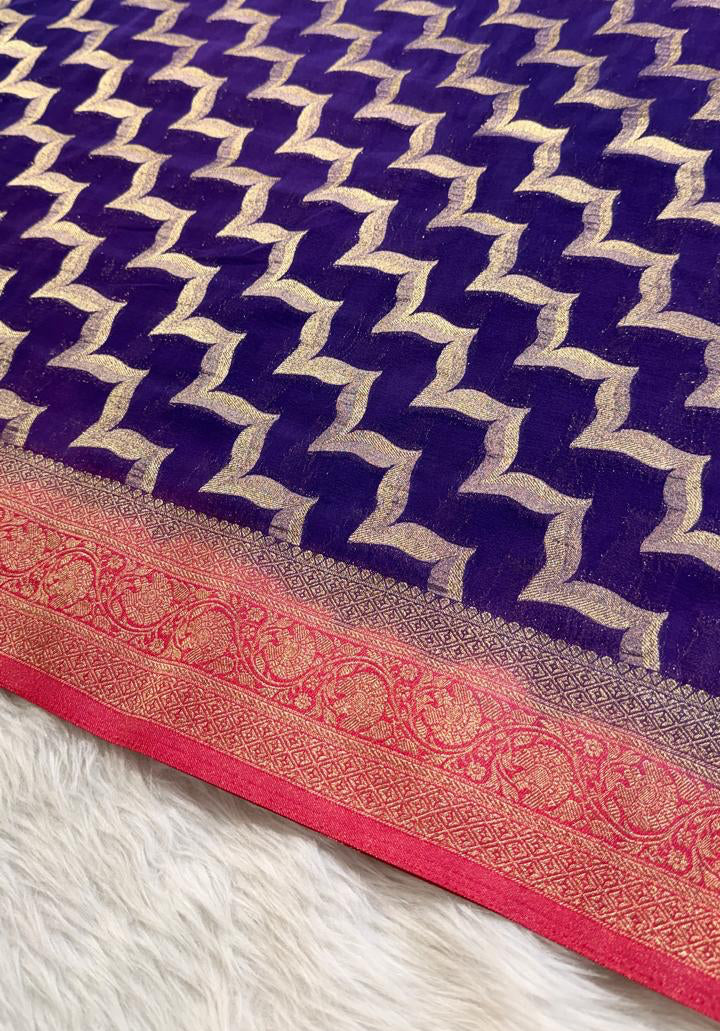 Purple Georgette Banarasi Saree