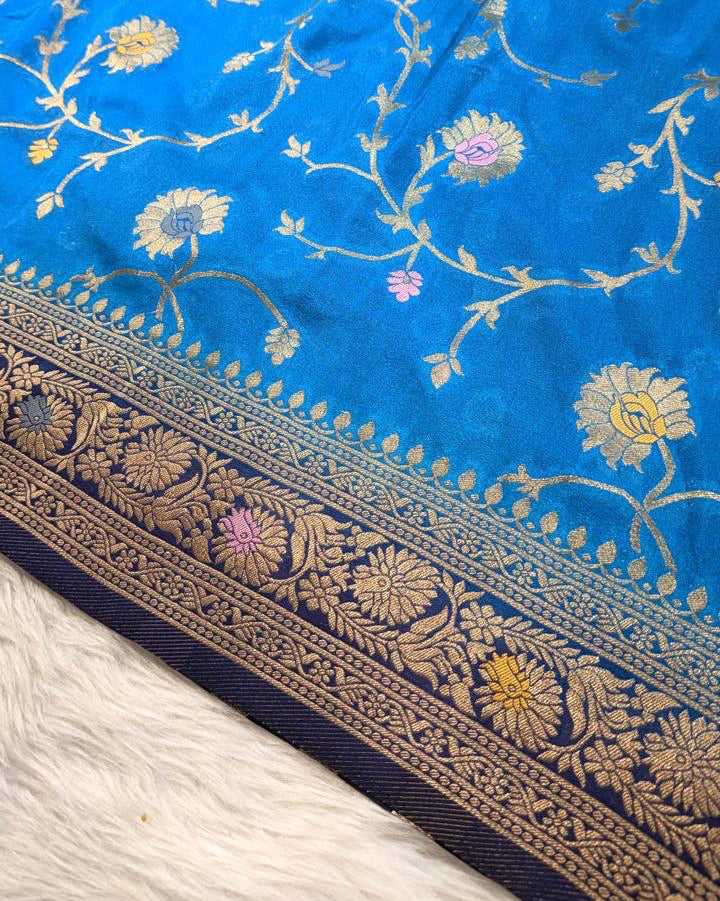 Azure Blue Georgette Banarasi Saree