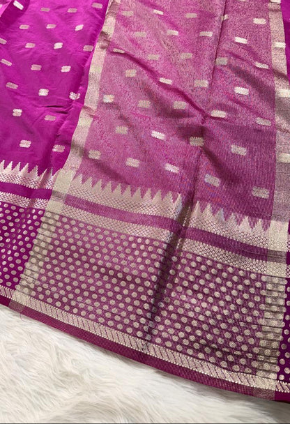 Purple Buti Semisilk Banarasi Saree