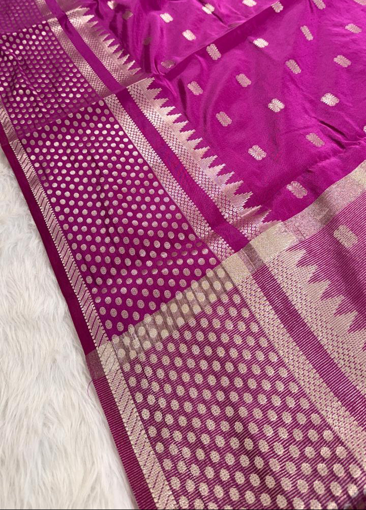 Purple Buti Semisilk Banarasi Saree