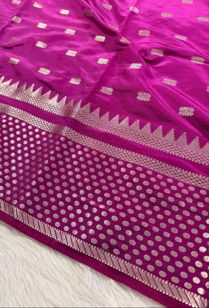 Purple Buti Semisilk Banarasi Saree