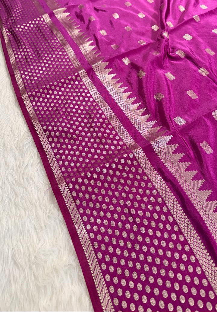 Purple Buti Semisilk Banarasi Saree