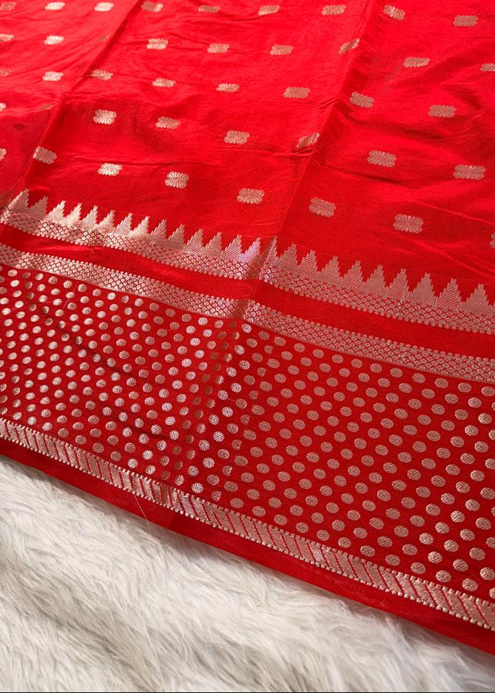 Red Buti Semisilk Banarasi Saree