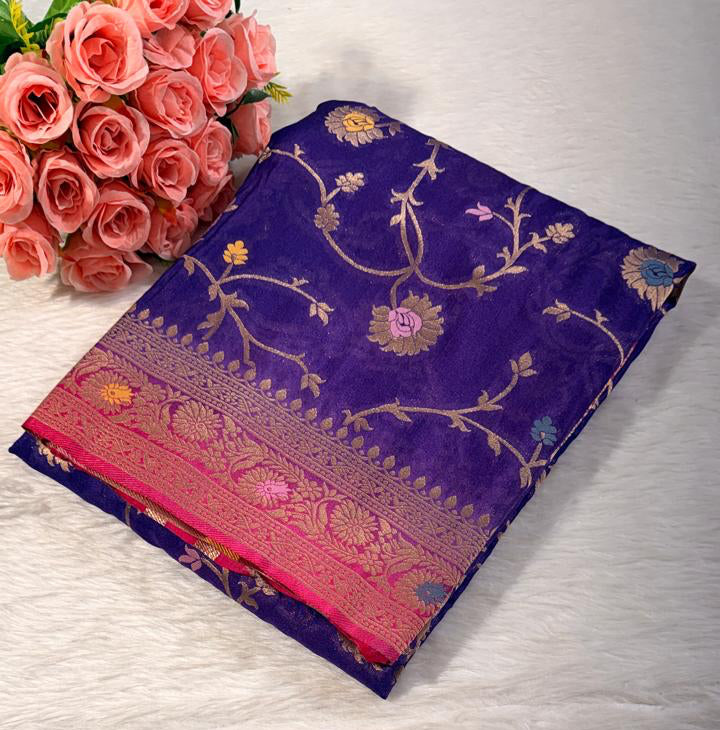 Purple Georgette Banarasi Saree