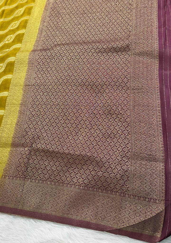 Green Brown Georgette Banarasi Saree