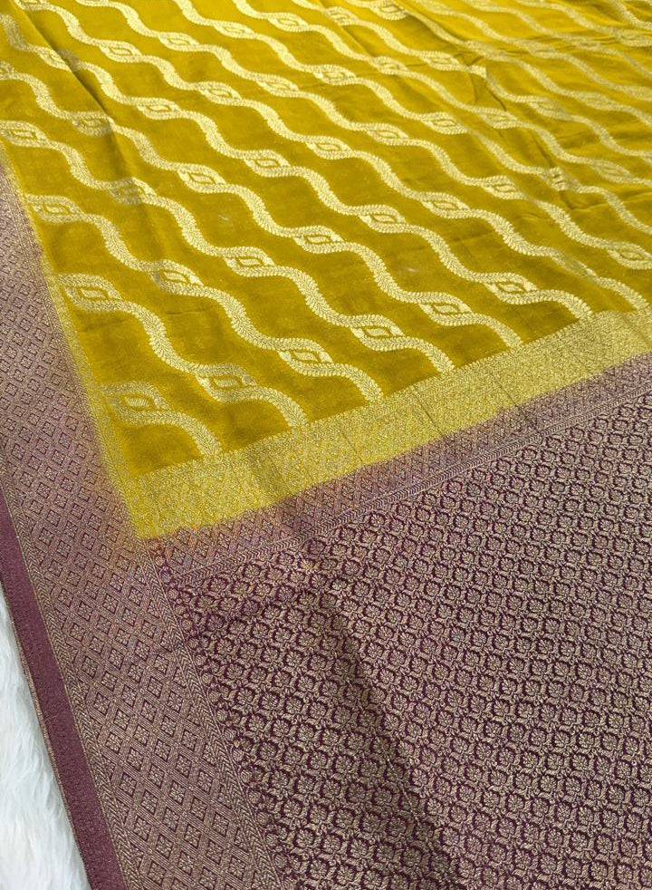 Green Brown Georgette Banarasi Saree