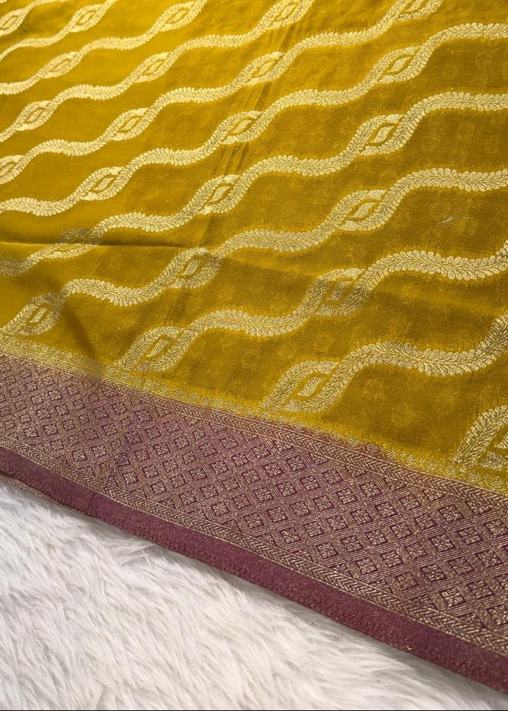 Green Brown Georgette Banarasi Saree