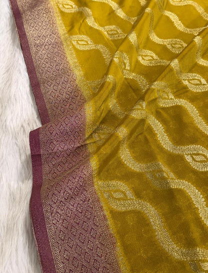 Green Brown Georgette Banarasi Saree