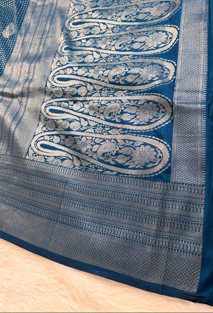 Blue Semisilk Banarasi Saree