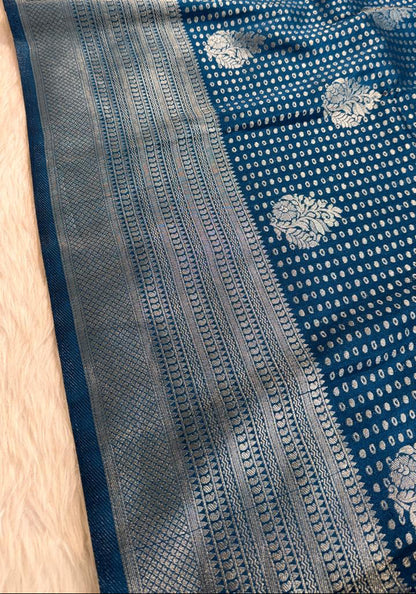 Blue Semisilk Banarasi Saree