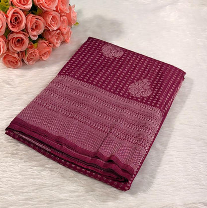 Magenta Semisilk Banarasi Saree