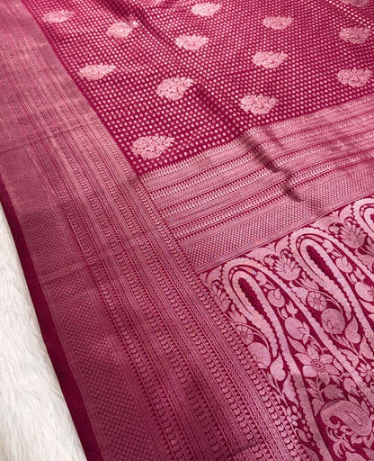 Magenta Semisilk Banarasi Saree