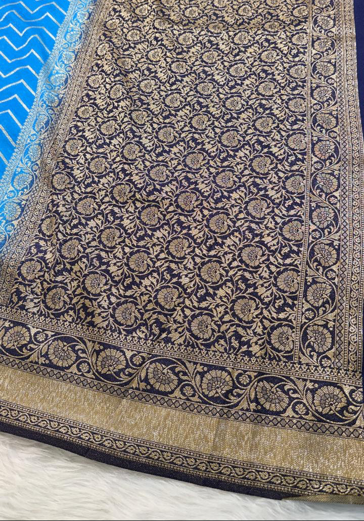 Blue Georgette Banarasi Saree
