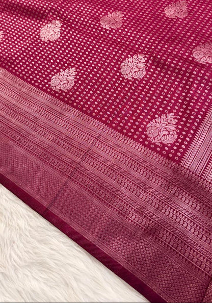 Magenta Semisilk Banarasi Saree