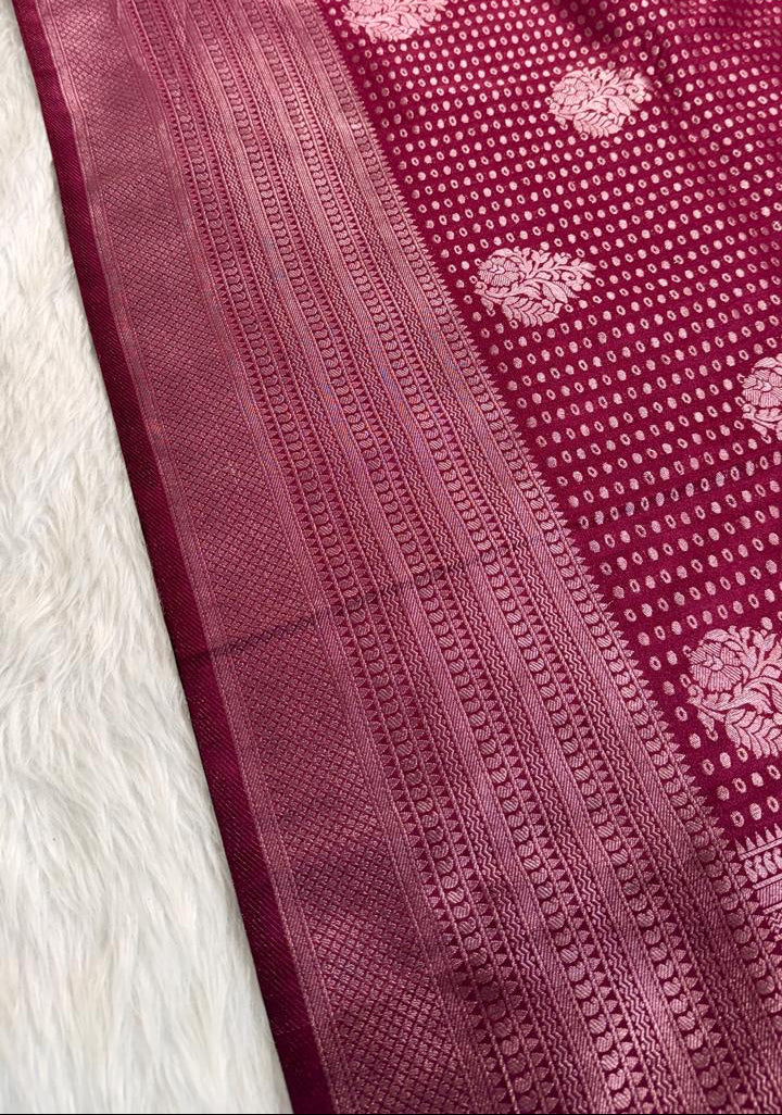 Magenta Semisilk Banarasi Saree