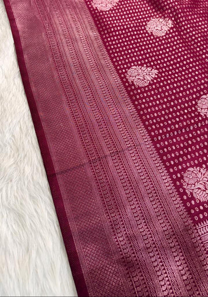 Magenta Semisilk Banarasi Saree