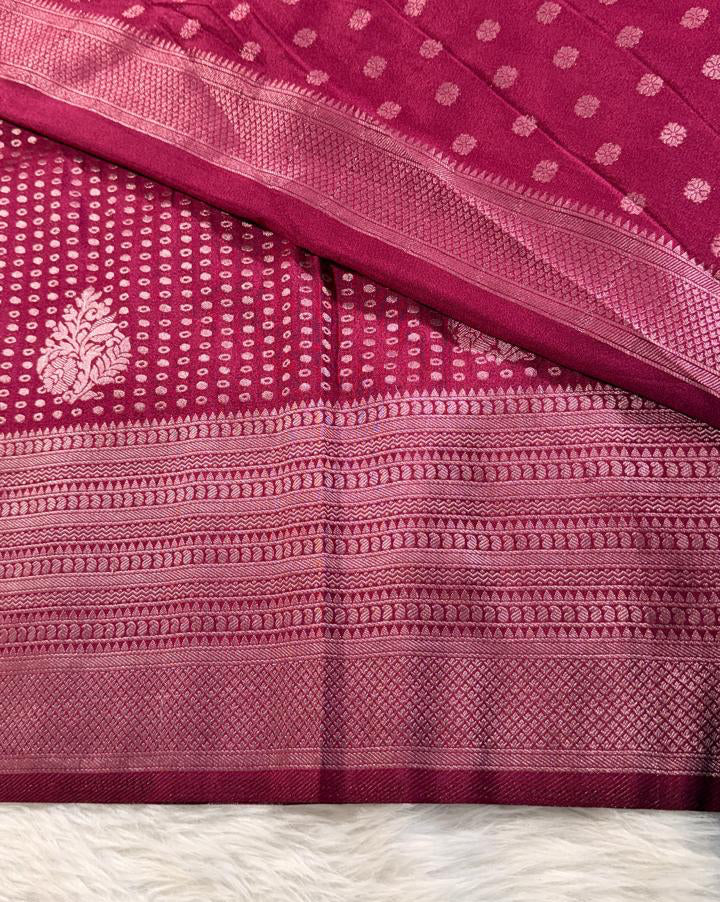 Magenta Semisilk Banarasi Saree
