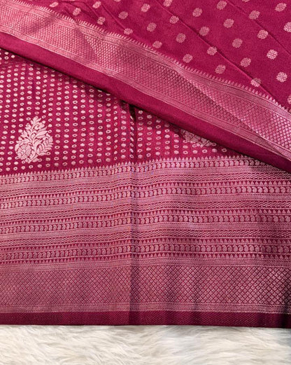 Magenta Semisilk Banarasi Saree