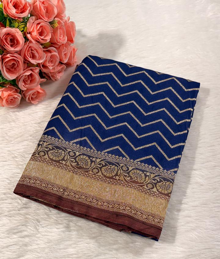 Deep Blue Georgette Banarasi Saree