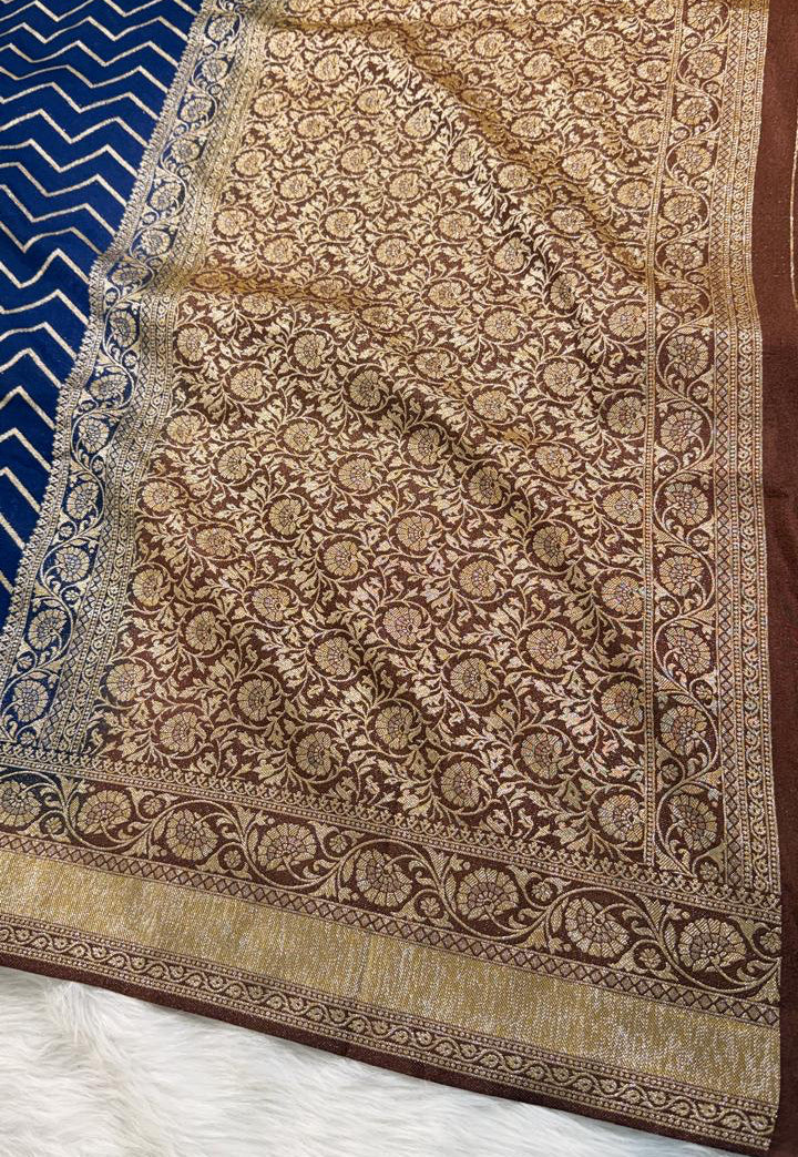 Deep Blue Georgette Banarasi Saree