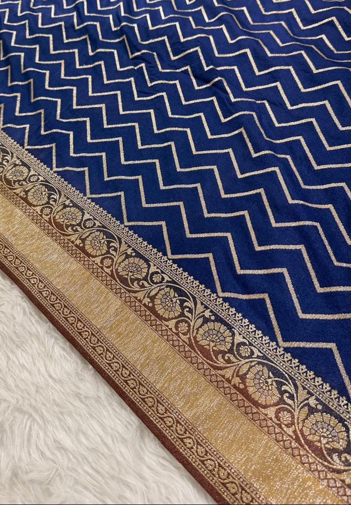Deep Blue Georgette Banarasi Saree