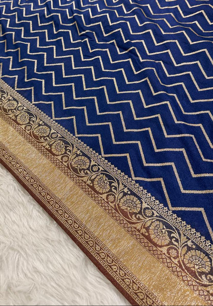 Deep Blue Georgette Banarasi Saree