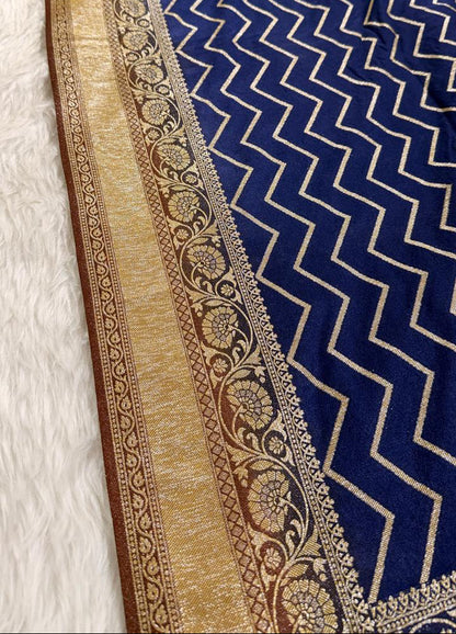 Deep Blue Georgette Banarasi Saree