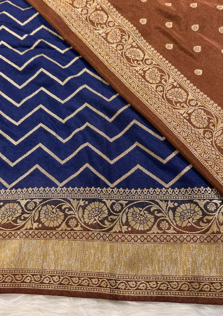 Deep Blue Georgette Banarasi Saree