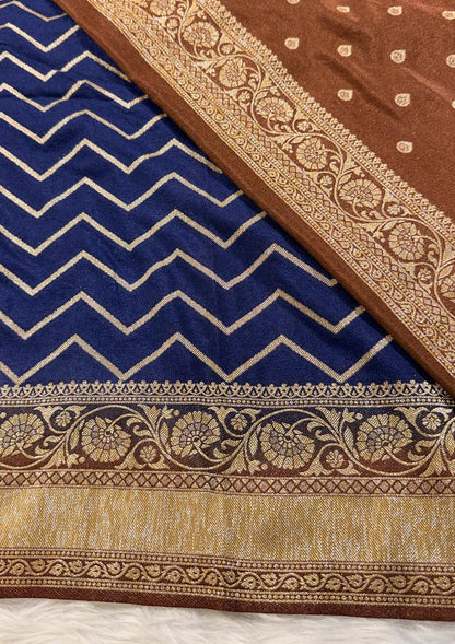 Deep Blue Georgette Banarasi Saree