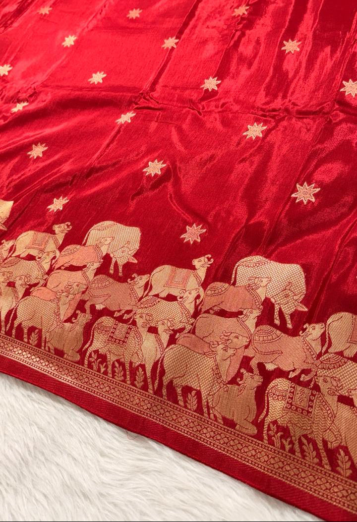 Red banarasi silk saree