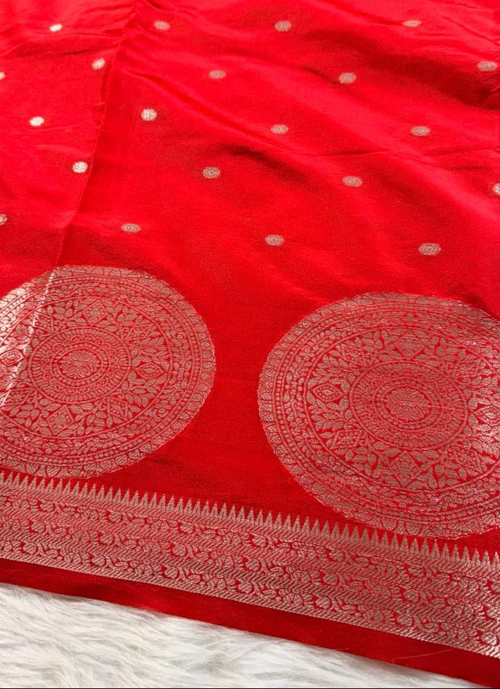 Sindoor Red Semisilk Banarasi Saree
