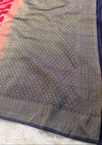 Pink Blue Georgette Banarasi Saree