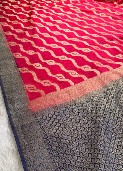 Pink Blue Georgette Banarasi Saree