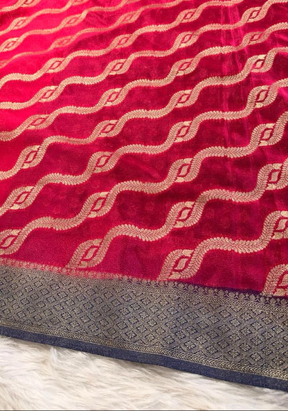 Pink Blue Georgette Banarasi Saree