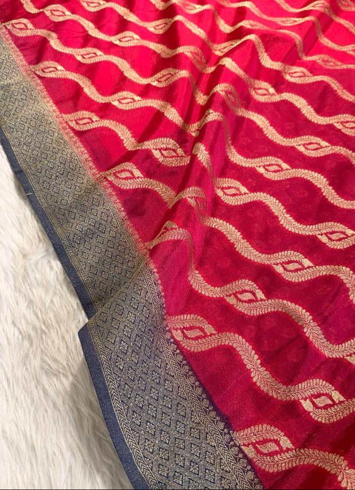 Pink Blue Georgette Banarasi Saree