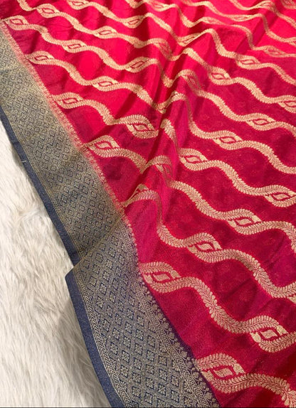 Pink Blue Georgette Banarasi Saree